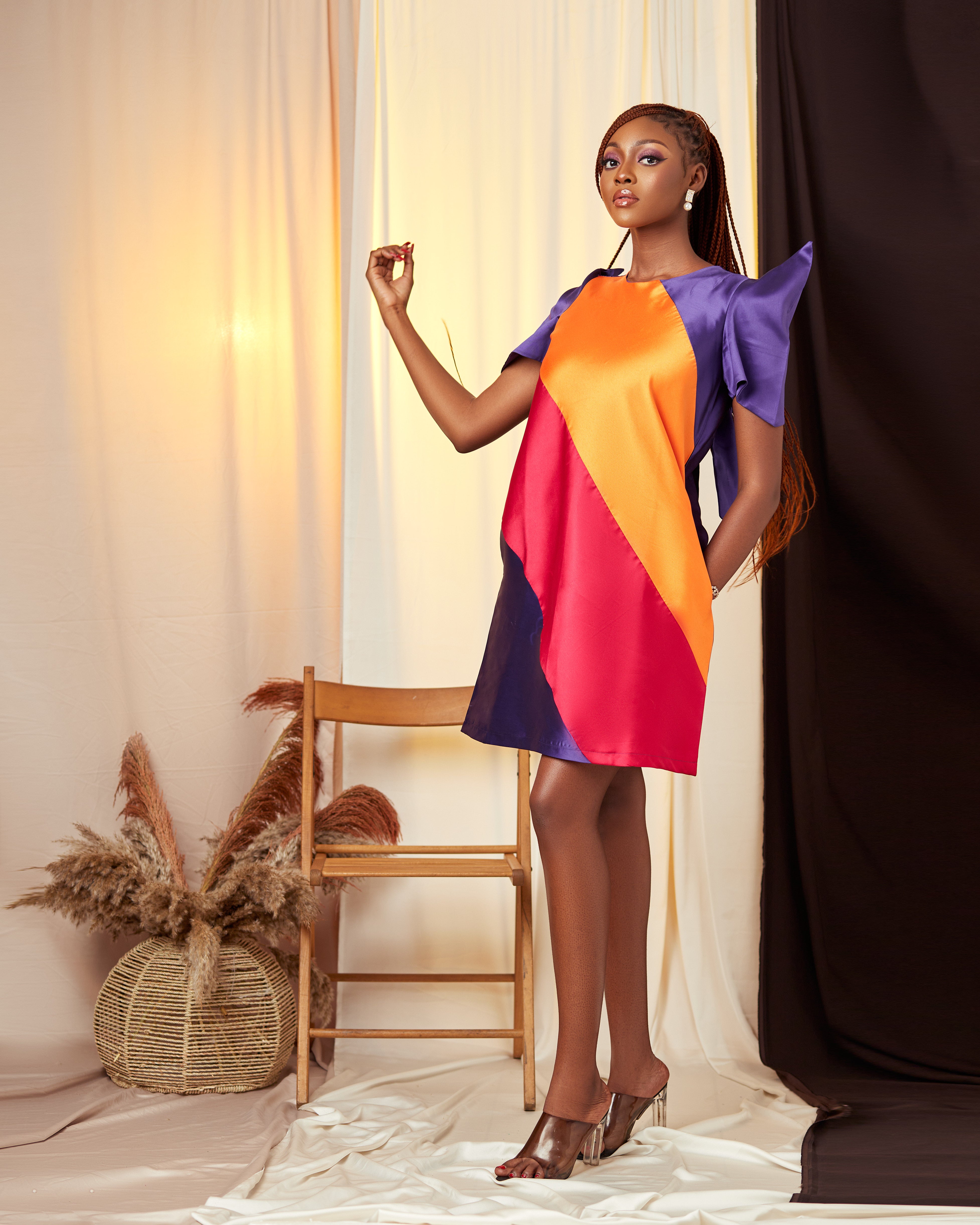 The Banner Color block Dress- Pink|Orange – Amy'Ok